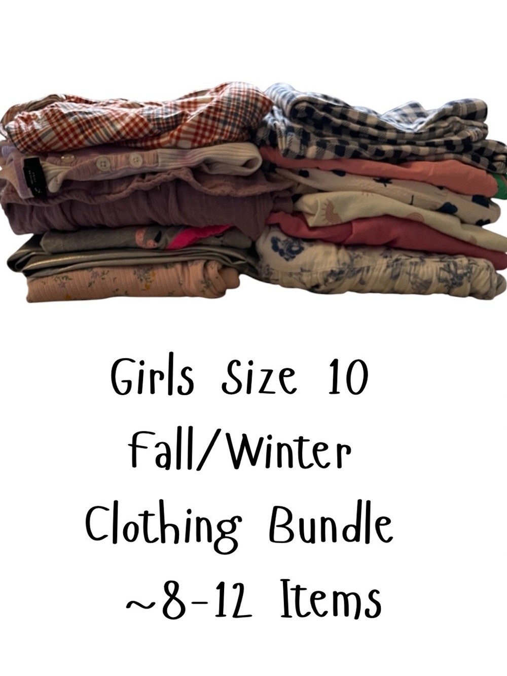 Girls Size 10-12 Fall/Winter Clothing Starter Pack Bundle, About 8-12 Items